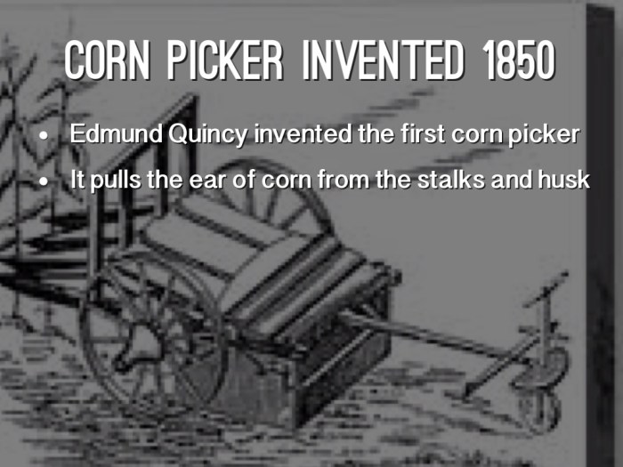 Corn picker quincy edmund invented timetoast 1850