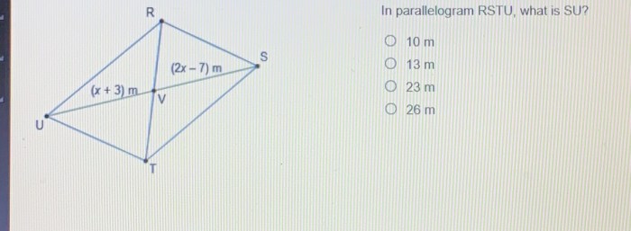 In parallelogram rstu what is su