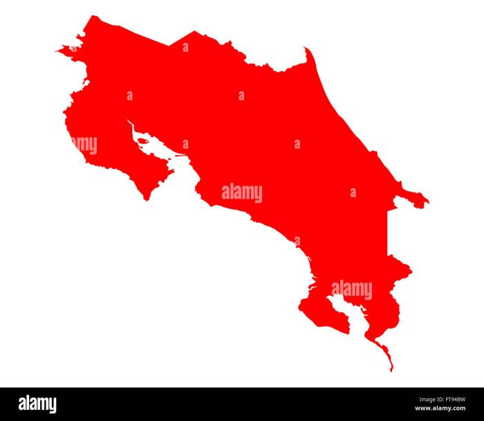 Map rica costa physical east north west maps